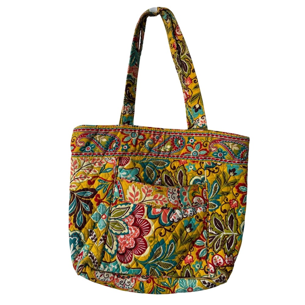 Vera Bradley Tote Bag Women Large‎ Yellow Sun Valley Floral Paisley